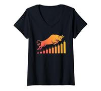 Femme Passionné de Trading de Bougies haussières, Trader de marché T-Shirt avec Col en V