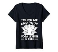 Femme Passionnés De Pilates Touch Me & Your Yoga Lesson Free T-Shirt avec Col en V
