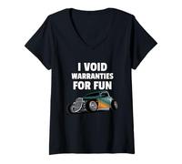 Femme Passionnés de Voitures et Conception mécanique, Hot Rod T-Shirt avec Col en V