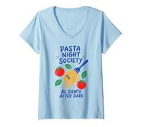 Femme Pasta Night Society Al Dente After Dark Funny Pasta Lover T-Shirt avec Col en V