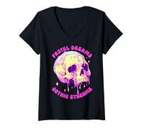 Femme Pastel Dreams, Gothic Streams, passionnés de Gothique T-Shirt avec Col en V