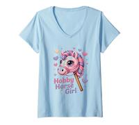 Femme Pastel Pony Hobby Cheval Girl Equestre Lover T-Shirt avec Col en V