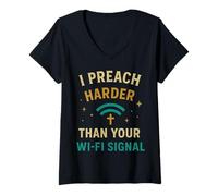 Femme Pasteur Prêach Chrétien Sermon Church Humour T-Shirt avec Col en V