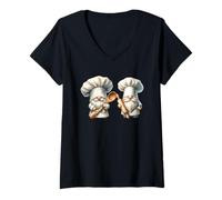 Femme Pastry Chef with Wooden Spoon and Dough Roller Baker GNOME T-Shirt avec Col en V