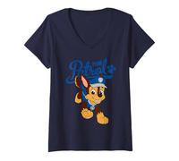 Femme Pat' Patrouille Marshall Action Pose Rescue Pup Dessin animé Classique T-Shirt avec Col en V