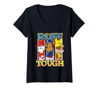 Femme Pat' Patrouille Ruff and Tough 3 Panneaux Art T-Shirt avec Col en V