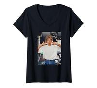 Femme Pat Sharp Fun House 1993 Présentateur de Radio TV T-Shirt avec Col en V