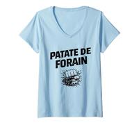 Femme Patate de forain - Humour Expression française T-Shirt avec Col en V