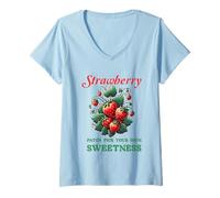 Femme Patch à la fraise Pick Your Own Sweetness T-Shirt avec Col en V