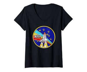 Femme Patch de Mission Navette Spatiale NASA Artemis II T-Shirt avec Col en V
