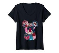 Femme Patchwork Festif Koala Holiday Cheer T-Shirt avec Col en V