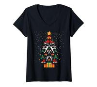 Femme Patin à Glace Patineur Artistique Sapin de Noël T-Shirt avec Col en V