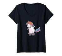 Femme Patinage à Roues alignées Licorne T-Shirt avec Col en V