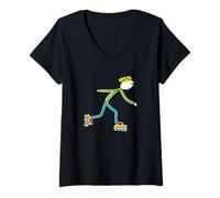 Femme Patinage à Roues alignées T-Shirt avec Col en V