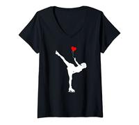 Femme Patinage Artistique Cadeau De Patin à Glace T-Shirt avec Col en V