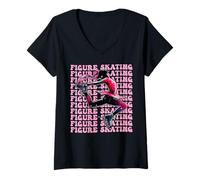 Femme Patinage artistique Patinage sur glace Patineuse sur glace Fille Coquette Bow T-Shirt avec Col en V