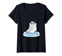 Femme Patinage Artistique Patineur à Glace construit sur Lames T-Shirt avec Col en V