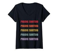 Femme Patinage artistique T-Shirt avec Col en V