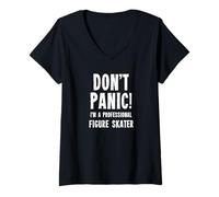 Femme Patineur artistique T-Shirt avec Col en V