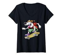 Femme Patineur de Berger Australien T-Shirt avec Col en V