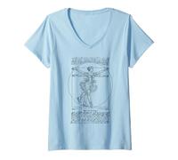 Femme Patineuse Artistique Fille Vitruvienne Leonardo Da Vinci T-Shirt avec Col en V