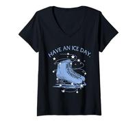 Femme Patineuse Artistique Have an Ice Day Patineuse Artistique T-Shirt avec Col en V