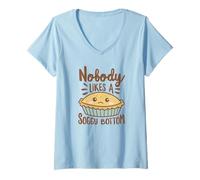Femme Pâtisserie Anglaise Amusante « Nobody Likes A Soggy Bottom » T-Shirt avec Col en V