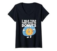 Femme Pâtisserie sucrée pour Amateurs de Beignets on m'a Dit qu'il y aurait des Beignets T-Shirt avec Col en V