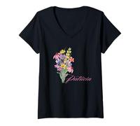 Femme Patricia personalized cute for her cottagecore wildflower T-Shirt avec Col en V