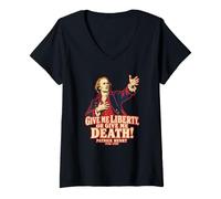 Femme Patrick Henry Donne-Moi Liberty Patriotic T-Shirt avec Col en V