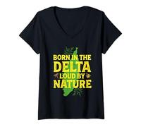 Femme Patrimoine du Mississippi Born in The Delta T-Shirt avec Col en V
