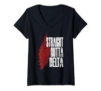 Femme Patrimoine du Mississippi Straight Outta Delta T-Shirt avec Col en V