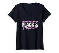 Femme Patrimoine et fierté du Pouvoir féminin et Noir sans Excuse T-Shirt avec Col en V