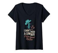 Femme Patrimoine Rural de la Fille de l'éleveur, héritage Familial Occidental T-Shirt avec Col en V
