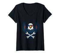 Femme Patriot Eagle Outils de liberté et de Force T-Shirt avec Col en V