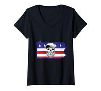 Femme Patriotic Pennsylvania Bearded Skull Great for Beard Lovers T-Shirt avec Col en V