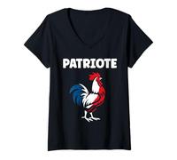 Femme Patriotisme fierté France Simple Patriote Coq Français T-Shirt avec Col en V