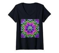 Femme Patron de crochet carré pour grand-mère années 70 rétro 11 T-Shirt avec Col en V