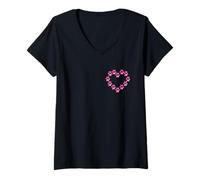 Femme Patte de Chien cœur Artsy Maman Papa Fille Nouveau Chiot garçon Amour canin T-Shirt avec Col en V