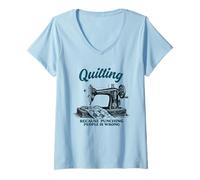 Femme Patterns Quilter Parce Que Frapper Les Gens n'est Pas Une Bonne idée T-Shirt avec Col en V