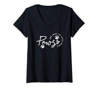 Femme Pattes et profite des petites choses T-Shirt avec Col en V