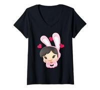 Femme Paul Frank Bunny Girl Love Hearts Saint-Valentin T-Shirt avec Col en V