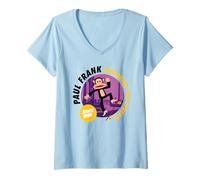Femme Paul Frank Fait du Skateboard dans Les Rues Depuis 1995 T-Shirt avec Col en V