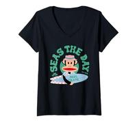 Femme Paul Frank Seas The Day Julius Le Singe Surf T-Shirt avec Col en V