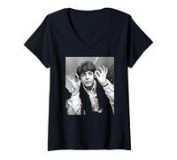 Femme Paul McCartney Les Beatles Une Dure journée et Nuit Tussauds 1964 T-Shirt avec Col en V