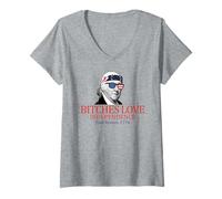 Femme Paul Revere 1776 Les chiennes Aiment l'indépendance T-Shirt avec Col en V