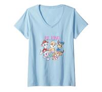 Femme Paw Patrol Be Kind Be Curious Colorful Pup Crew T-Shirt avec Col en V