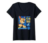 Femme Paw Patrol Chase Action Icon T-Shirt avec Col en V