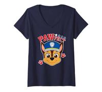 Femme Paw Patrol Chase Action Pose Pawfect Lol Team Leader Design T-Shirt avec Col en V
