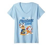 Femme Paw Patrol Chase and Marshall Christmas Time T-Shirt avec Col en V